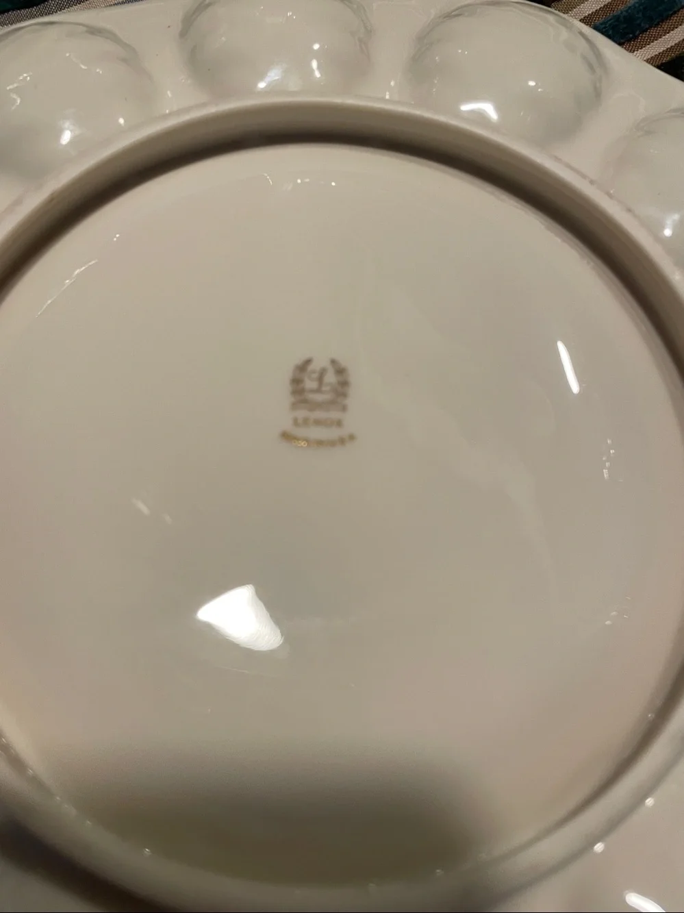 NWOT Vintage Lenox Ivory Porcelain Deviled Egg Platter 24K Gold Trim